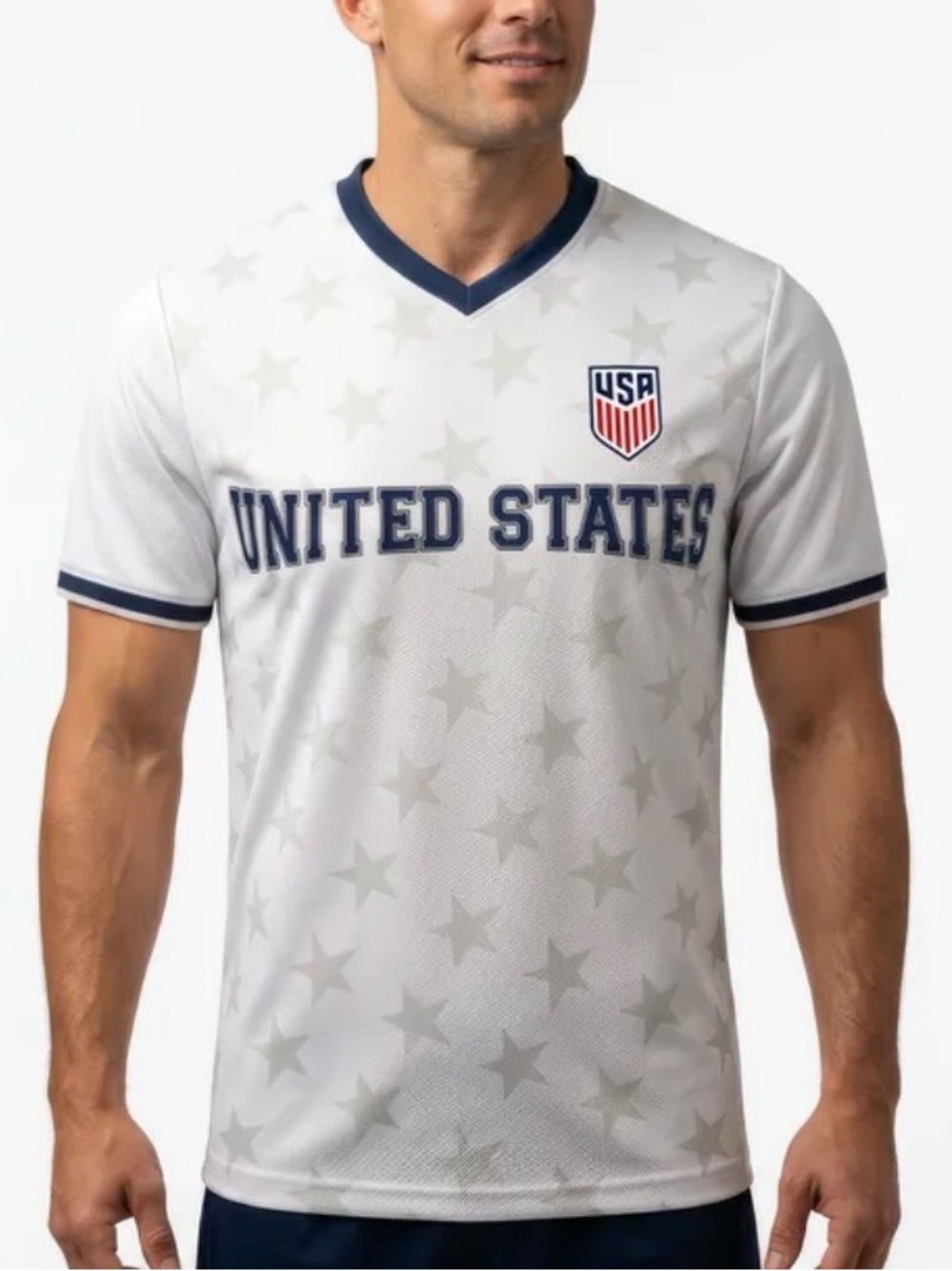 Icon Sports U.S. Soccer USA White Stars Jersey Shirt Size L NWT